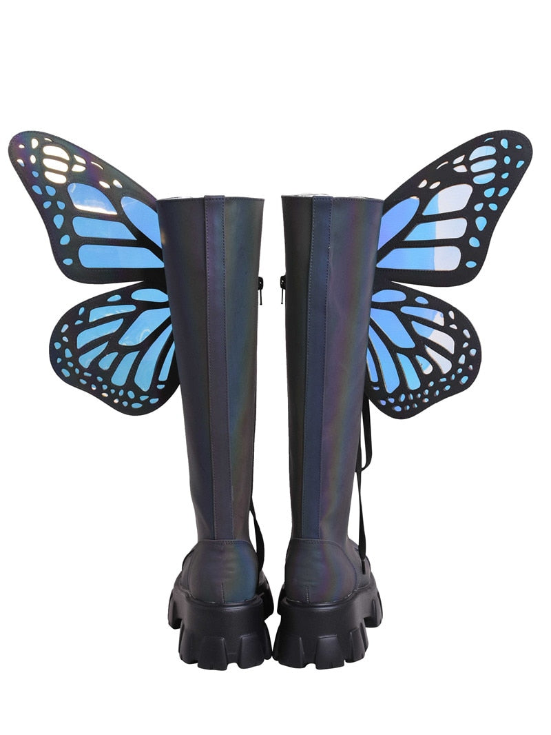 Butterfly Wings Design Knee High Boot