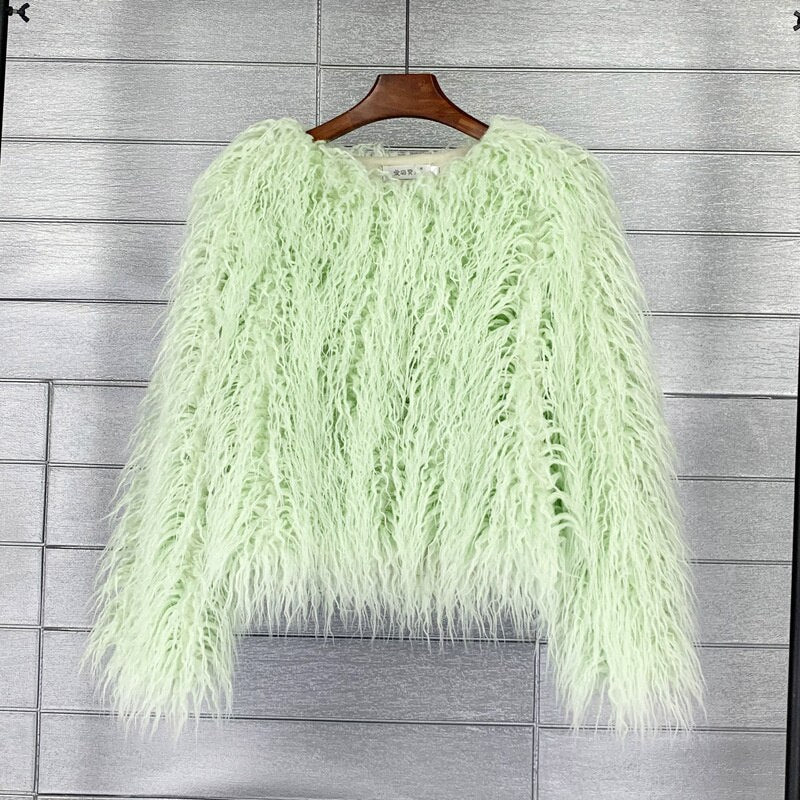 Winter Candy Color Imitation Wool Coat