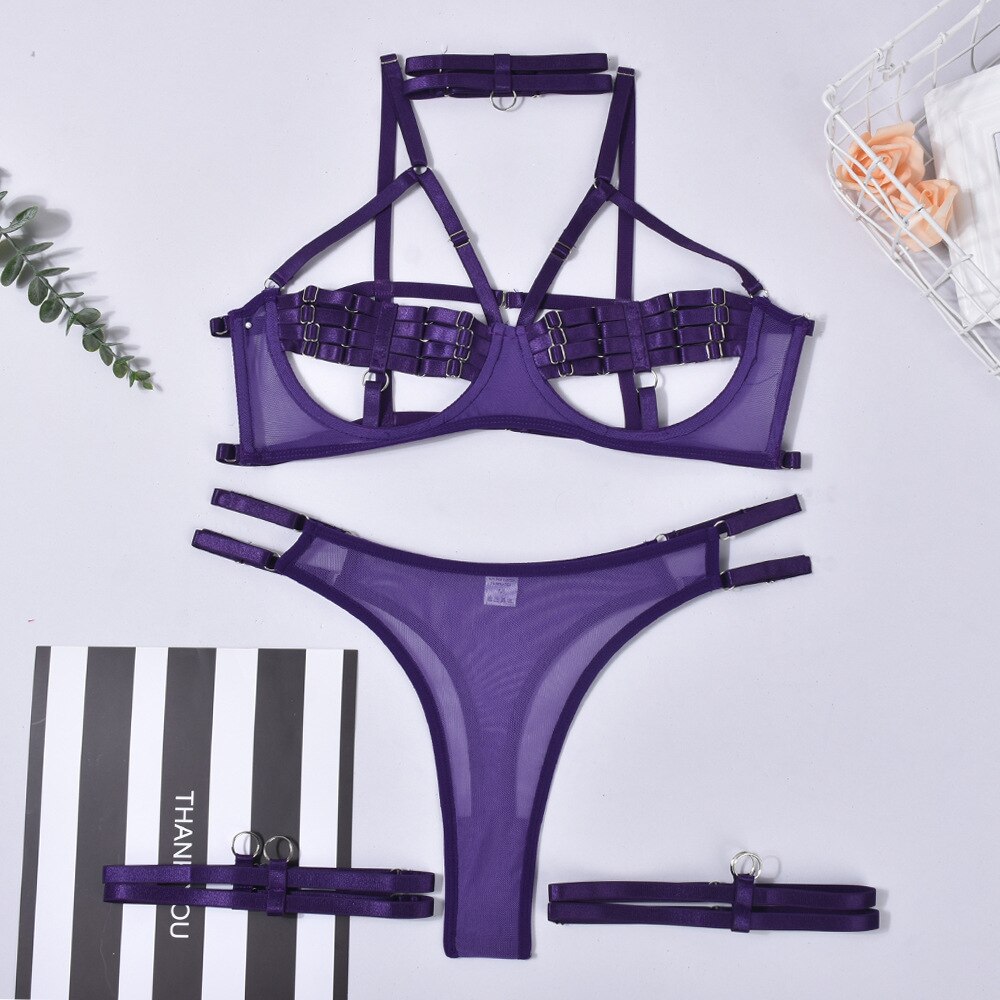 Choker Cut Out Solid Lingerie Set