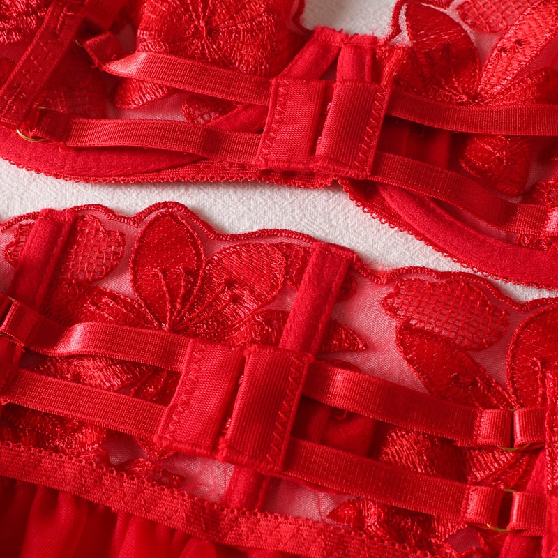 Women's Underwear 3-Pieces Transparent Sexy Round Matching Bride lingerie