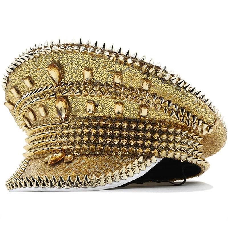 Women Men Steampunk Military Hat Captain Cap For Lady Sergeant Bridal Hat Hen Do Hat Festival Birthday Part Hat Can Customize
