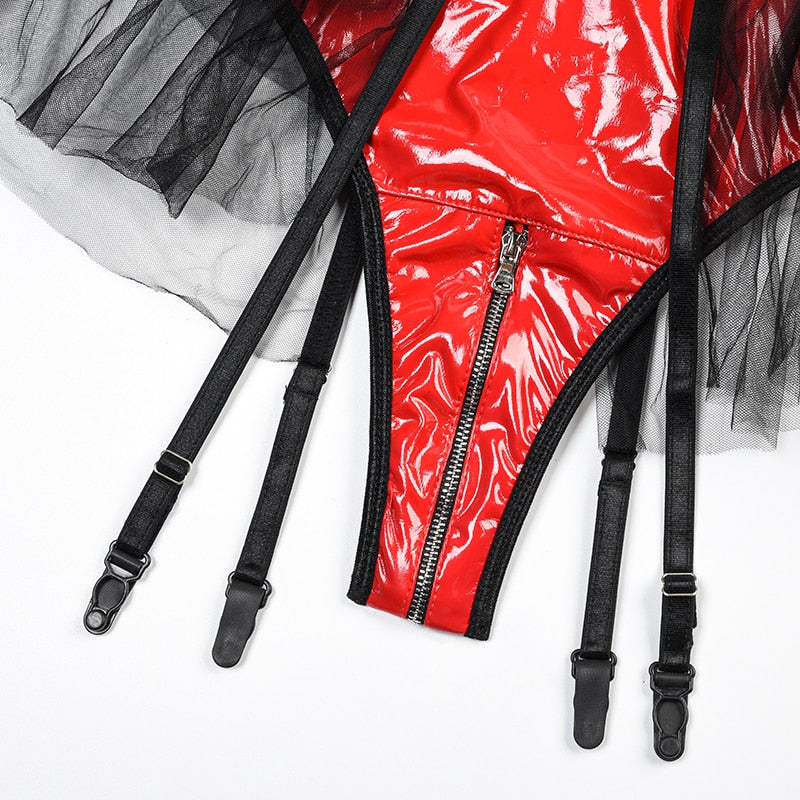One Piece  Leather Women Bodysuit