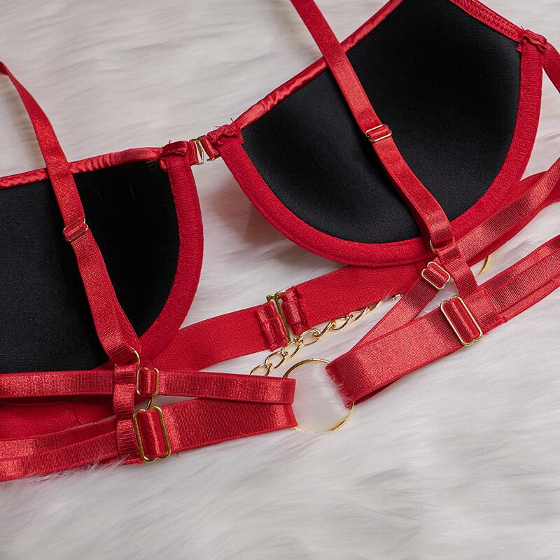 Bra-Panty Set With Luxury Garter Chain Set