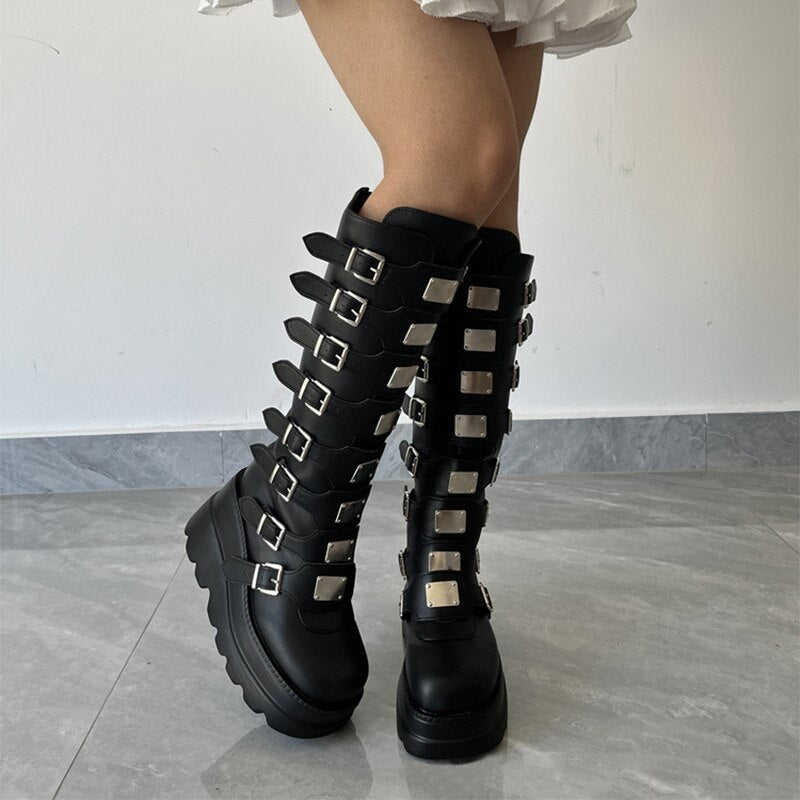 Demonias Punk Style Ladies Motorcycle Boots