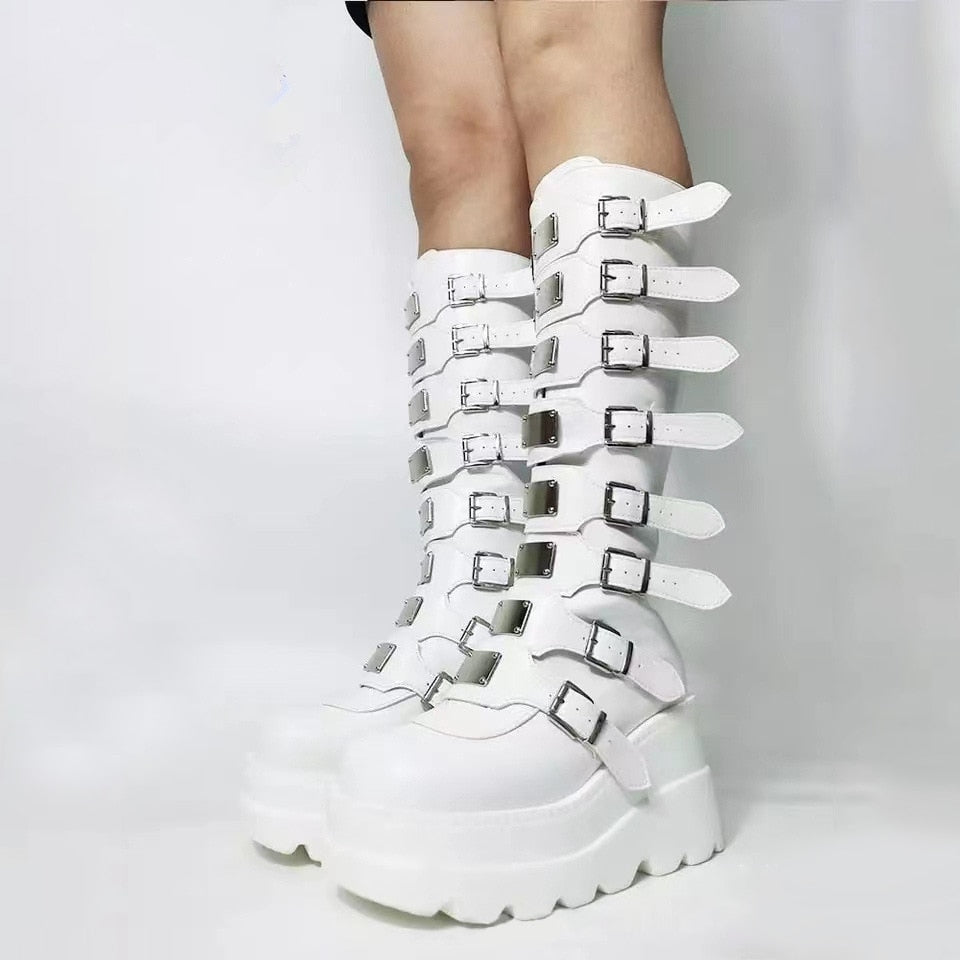 Demonias Punk Style Ladies Motorcycle Boots