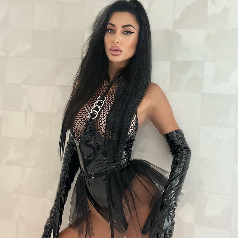 One Piece  Leather Women Bodysuit