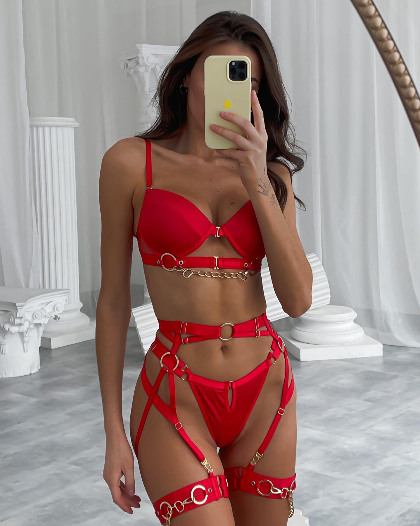 Bra-Panty Set With Luxury Garter Chain Set