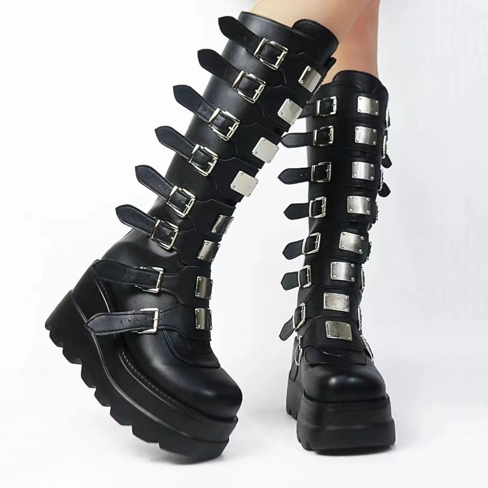 Demonias Punk Style Ladies Motorcycle Boots