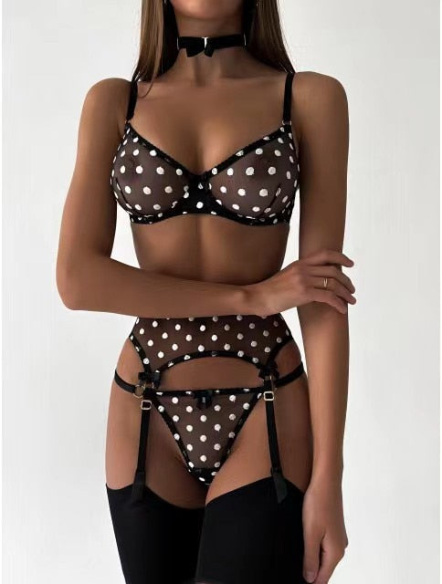 Dot Mesh Lingerie Set