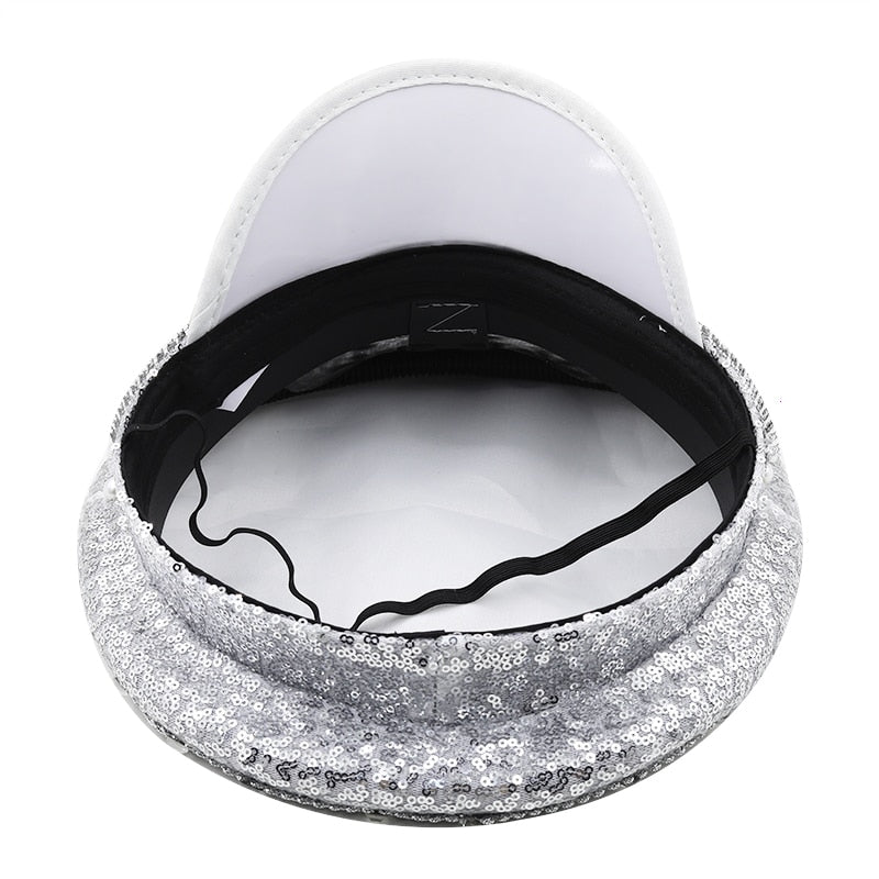 Hot Women Sequin Burning Silver Bride Military Hat Handmade Sailor Captain Sergeant Hat Birthday Festival Part Hat