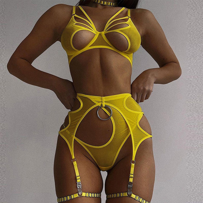 4-Pieces Sensual Fancy Lingerie Set