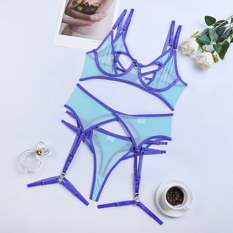 Lingerie Underwear Fancy Lace Garter Set