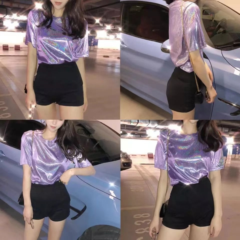 Bright Silk Short-sleeved T-shirt