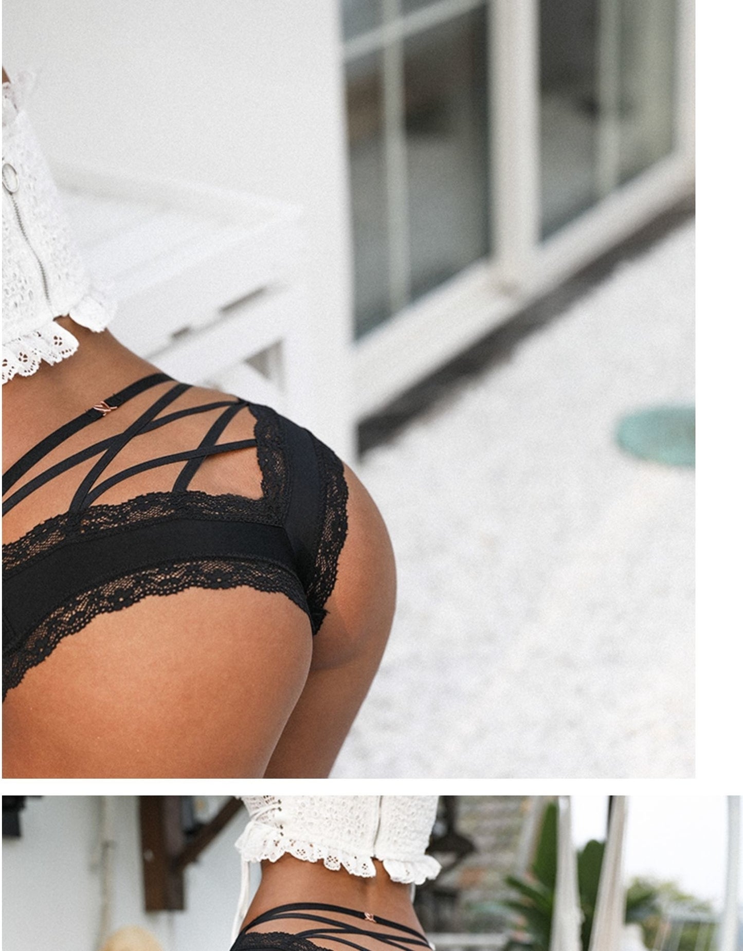 Back Crossing Bandage Hollow Out Sexy Panties Lace Edge Seamless Underwear Women Transparent Lingerie Solid Briefs Thong