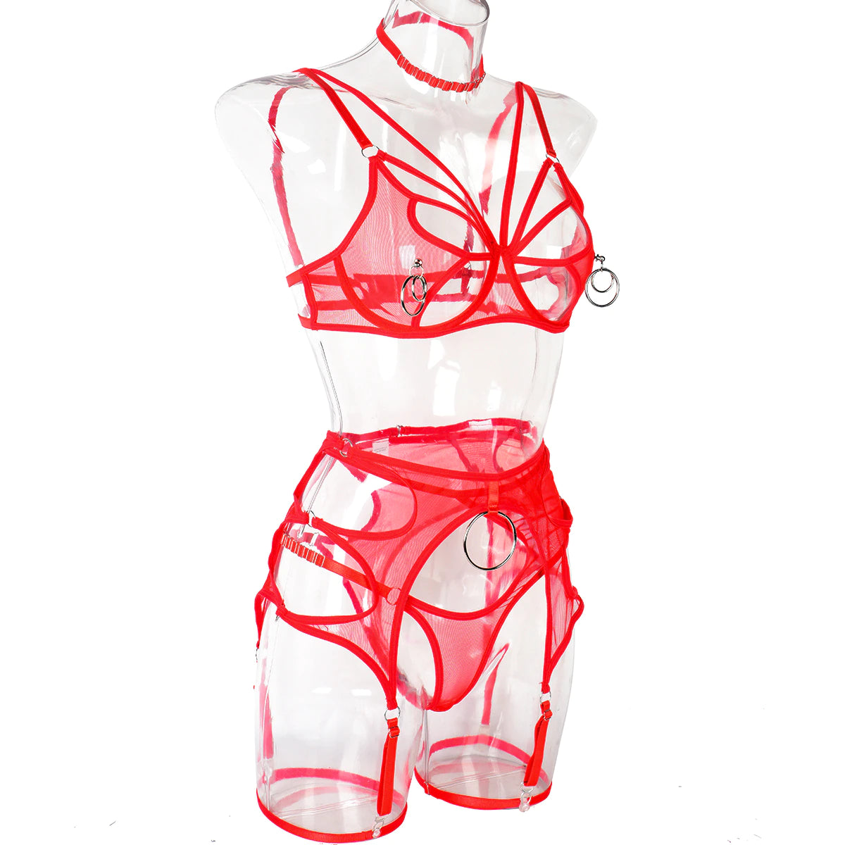 4-Pieces Sensual Fancy Lingerie Set