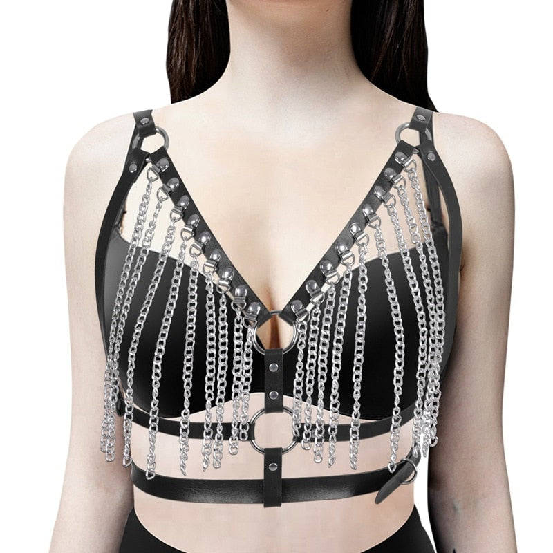 Women Chest Chain Bra Punk Costumes