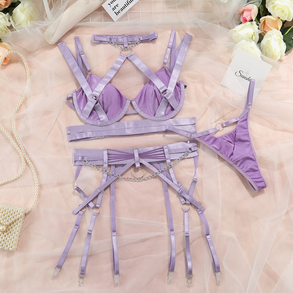 Fancy Halter Bra And Panty Exotic Sets